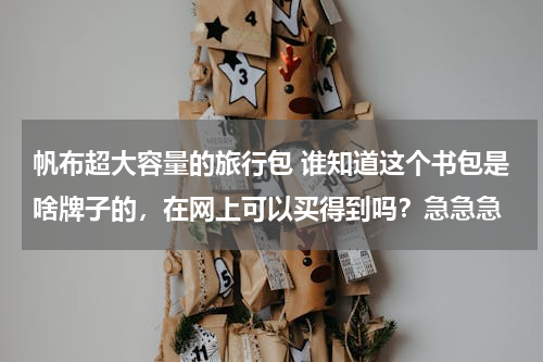 帆布超大容量的旅行包 谁知道这个书包是啥牌子的，在网上可以买得到吗？急急急